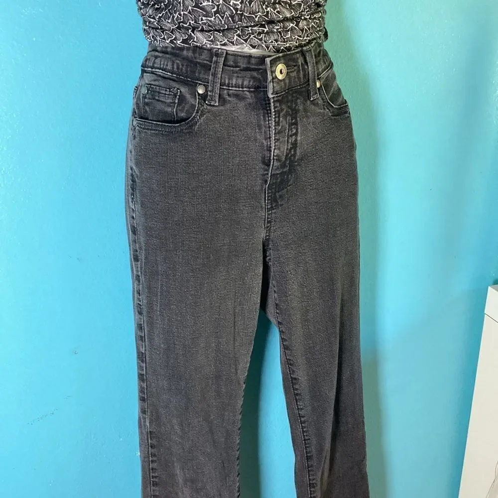 Gloria Vanderbilt “The Perfect Fit” Black Wash Straight Leg Jeans Marked 8 Fit 4